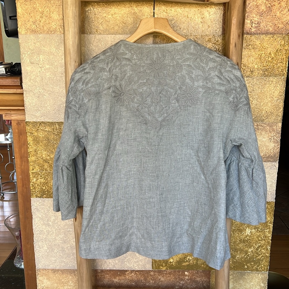 Zara Basic Women’s Collarless Cropped Heather Gre… - image 4